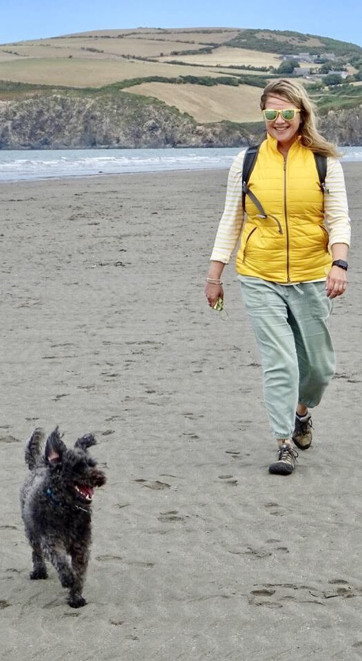 Erica and dog Beach Pembrokeshire